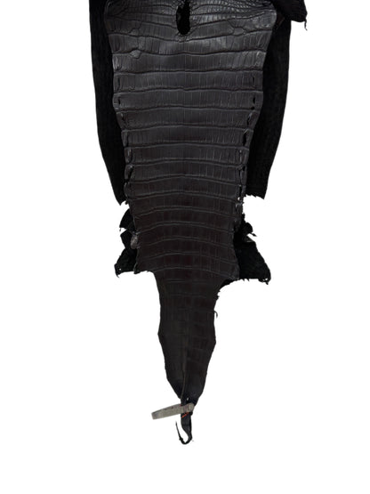 25 cm Grade 2/3 Black Matte Farm-Raised American Alligator Leather - Tag: LA23-0531375