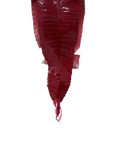 25 cm Grade 1/2 Red Classic Farm-Raised American Alligator Leather - Tag: FL21-0024837