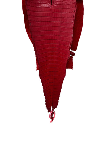 28 cm Grade 2/3 Candy Apple Red Matte Farm-Raised American Alligator Leather - Tag: FL21-0024619