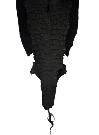 34 cm Grade 3/4 Black Nubuck Wild American Alligator Leather - Tag: LA23-0002154