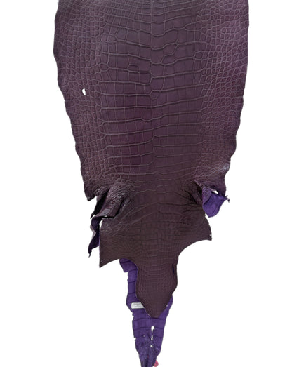 38 cm Grade 3/4 Aubergine Matte Wild American Alligator Leather - Tag: LA23-0003002