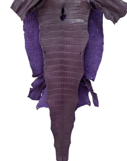 38 cm Grade 2/3 Aubergine Matte Wild American Alligator Leather - Tag: LA23-0033904