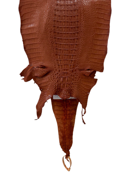 31 cm Grade 1/2 Cognac Matte Farm-Raised American Alligator Hornback Leather - Tag: LA23-0377175
