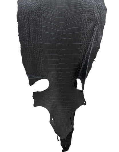 51 cm Grade 3/4 Black Matte Wild American Alligator Leather - Tag: LA22-0021561