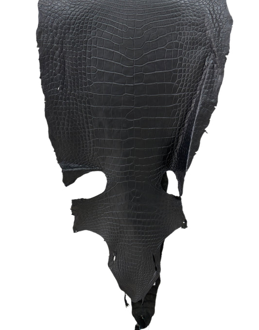 51 cm Grade 3/4 Black Matte Wild American Alligator Leather - Tag: LA22-0021561