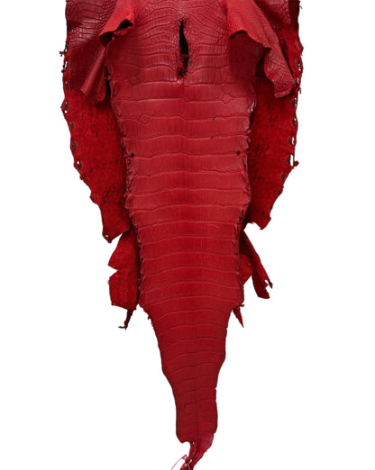 43 cm Grade 3/4 Candy Apple Red Matte Wild American Alligator Leather - Tag: LA23-0006296
