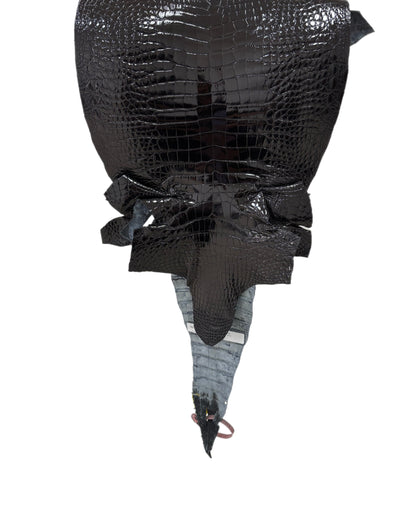 33 cm Grade 3/4 Black Glazed Wild American Alligator Leather - Tag: FL14-0003693