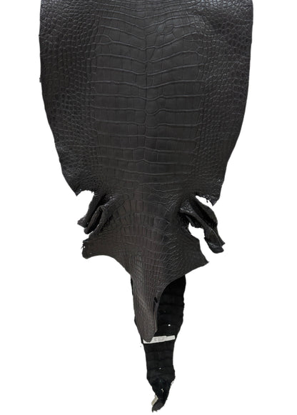 50 cm Grade 4/5 Black Matte Wild American Alligator Leather - Tag: LA23-0047003
