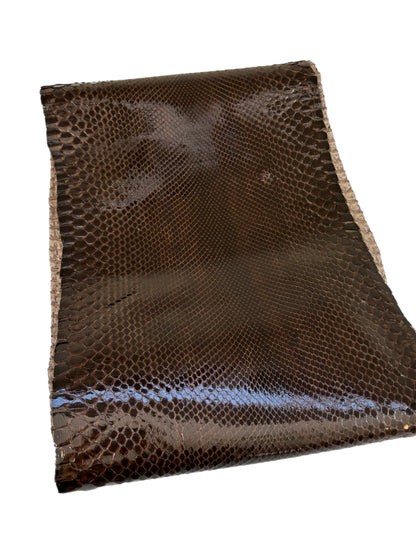 3.4 M Front Cut Brown Glazed Python Leather