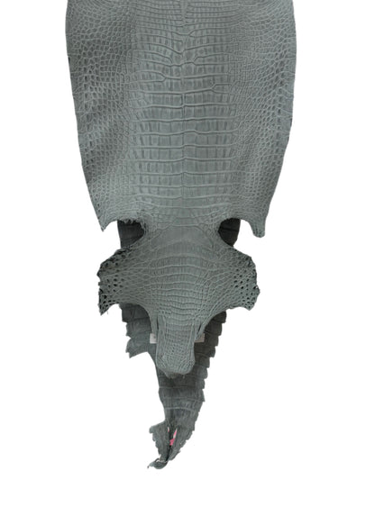 New Color and Finish! 32 cm Grade 1/2 Charcoal Grey Nubuck Farm-Raised American Alligator Leather - Tag: FL21-0024335