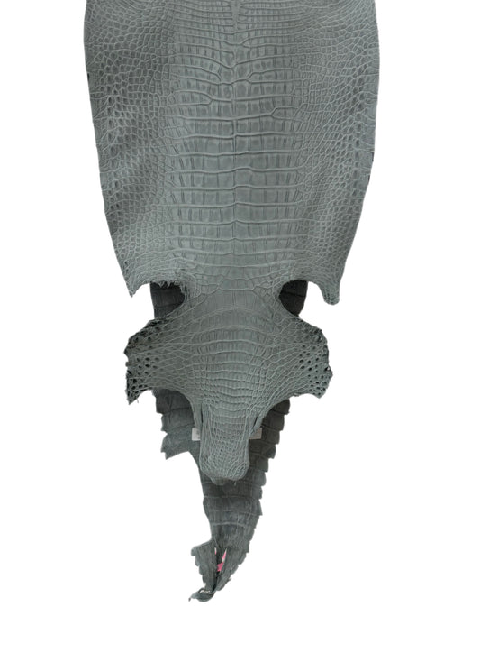 New Color and Finish! 32 cm Grade 1/2 Charcoal Grey Nubuck Farm-Raised American Alligator Leather - Tag: FL21-0024335