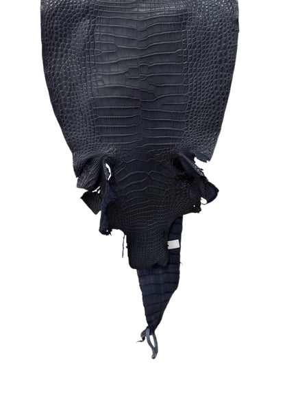 36 cm Grade 1/2 Navy Blue Matte Farm-Raised American Alligator Leather - Tag: FL17-0035757
