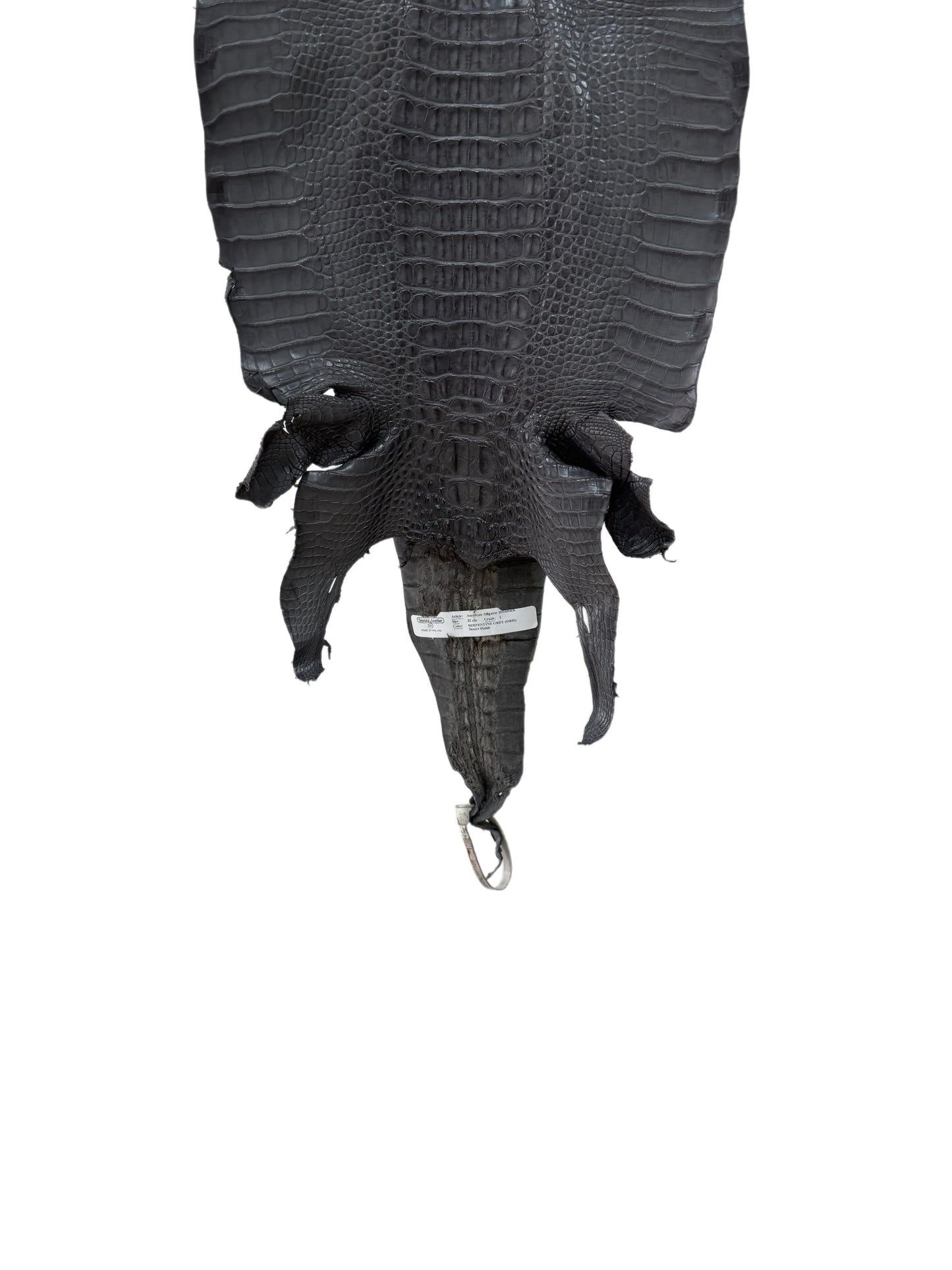 32 cm Grade 1 Serpentine Grey Matte Farm-Raised American Alligator Leather - Tag: LA23-0377026