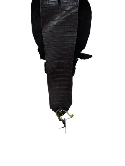 25 cm Grade 1/2 Black Matte Farm-Raised American Alligator Leather - Tag: LA16-0436904