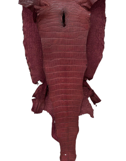 41 cm Grade 2/3 Bordeaux Matte Wild American Alligator Leather - Tag: LA22-0010877