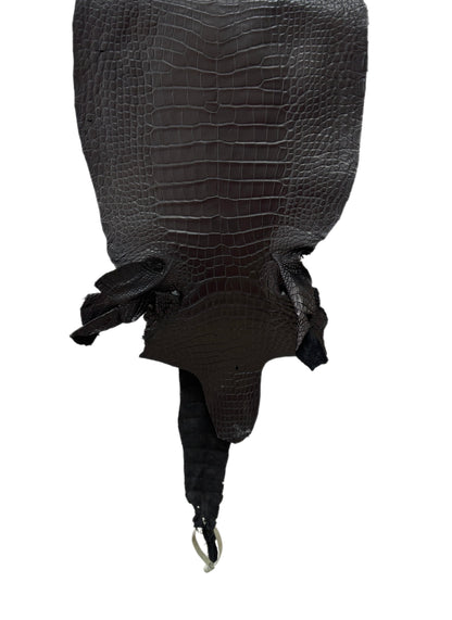 28 cm Grade 1/2 Black Matte Wild American Alligator Leather - Tag: LA17-0034821