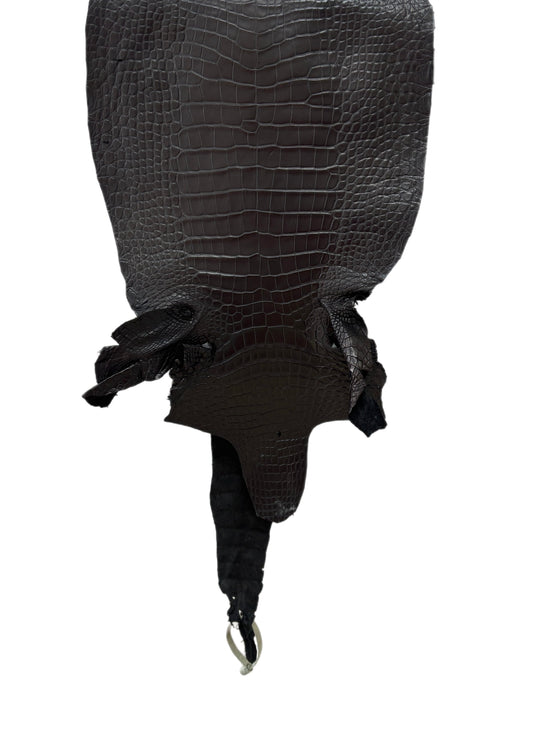 28 cm Grade 1/2 Black Matte Wild American Alligator Leather - Tag: LA17-0034821