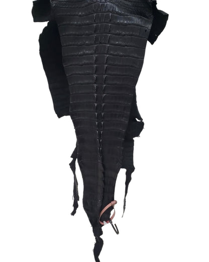 37 cm Grade 3/4 Black Matte American Alligator Hornback Leather - Tag: FL14-0030212