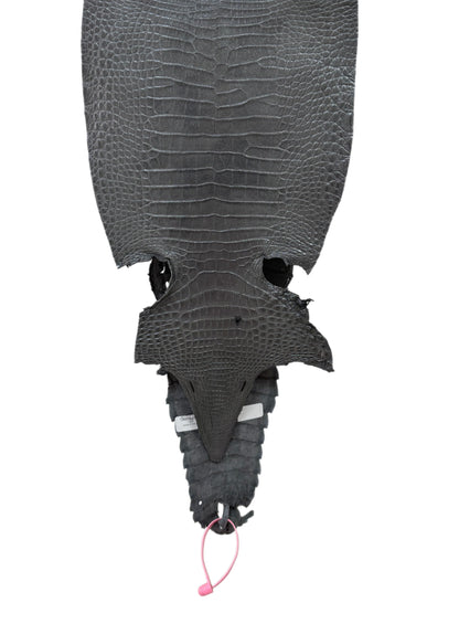 25 cm Grade 1/2 Gunmetal Matte Farm-Raised American Alligator Leather - Tag: FL21-0025106