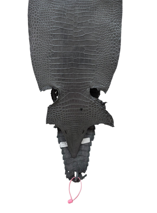 25 cm Grade 1/2 Gunmetal Matte Farm-Raised American Alligator Leather - Tag: FL21-0025106