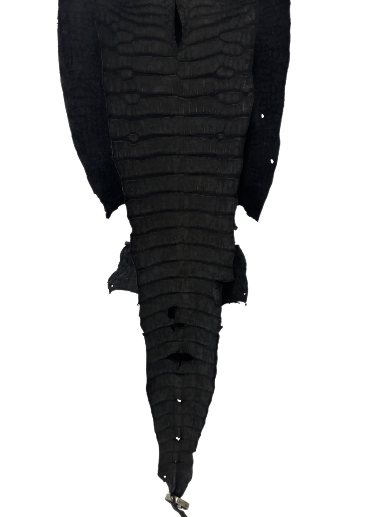 35 cm Grade 3/4 Black Nubuck Wild American Alligator Leather - Tag: LA23-0051875