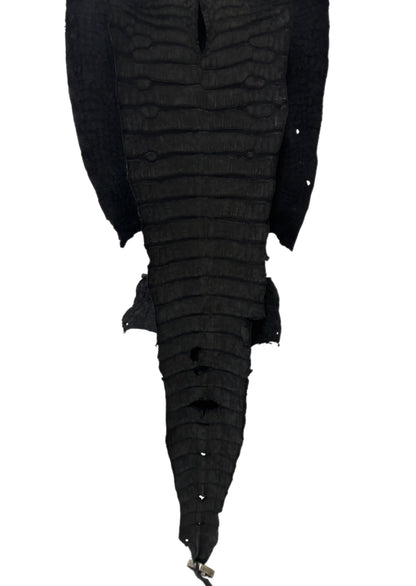 35 cm Grade 3/4 Black Nubuck Wild American Alligator Leather - Tag: LA23-0051875