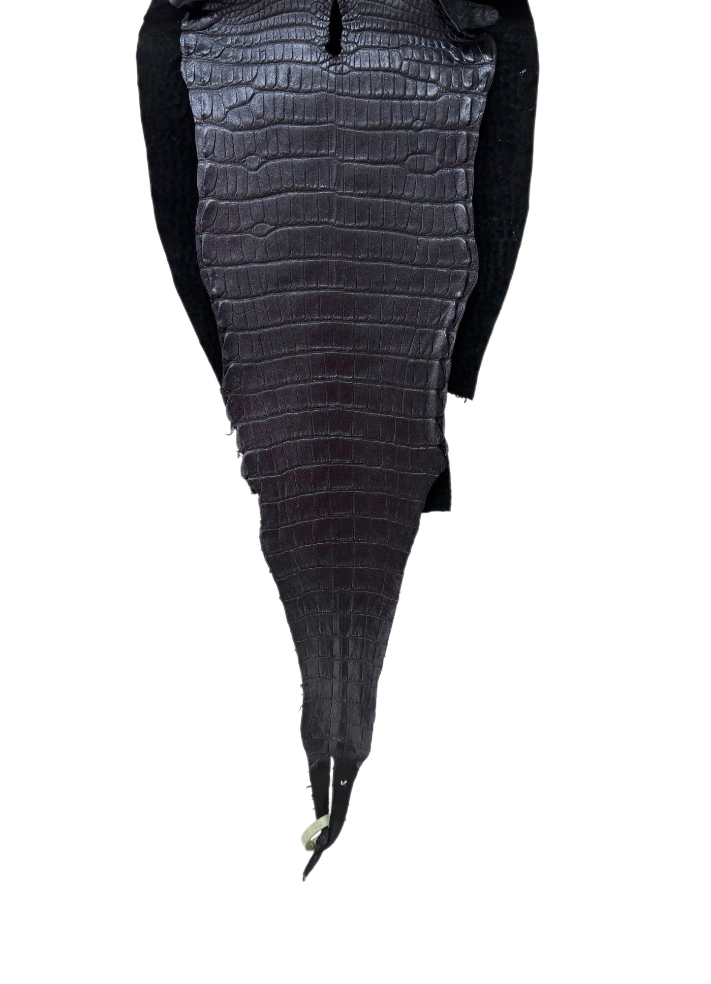 28 cm Grade 1/2 Metallic Black Shimmer Matte Farm-Raised American Alligator Leather - Tag: LA17-0134053