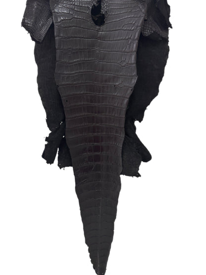 40 cm Grade 2/3 Black Matte Wild American Alligator Leather - Tag: LA23-0017585