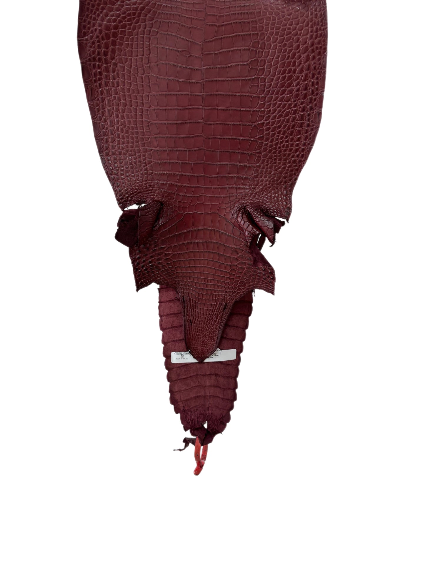 29 cm Grade 1/2 Bordeaux Matte Farm-Raised American Alligator Leather - Tag: FL21-0024602