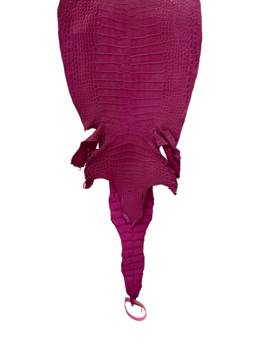New Color! 25 cm Grade 1/2 Raspberry Matte Farm-Raised American Alligator Leather - Tag: LA24-0228861