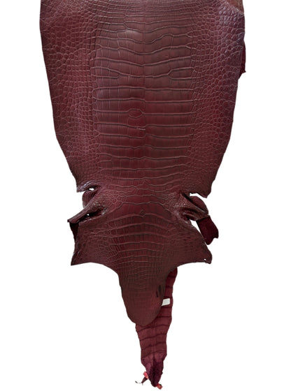 40 cm Grade 2/3 Bordeaux Matte Wild American Alligator Leather - Tag: LA23-0022755