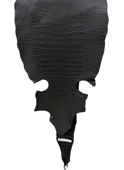 46 cm Grade 3/4 Black Matte Wild American Alligator Leather - Tag: LA22-0004512