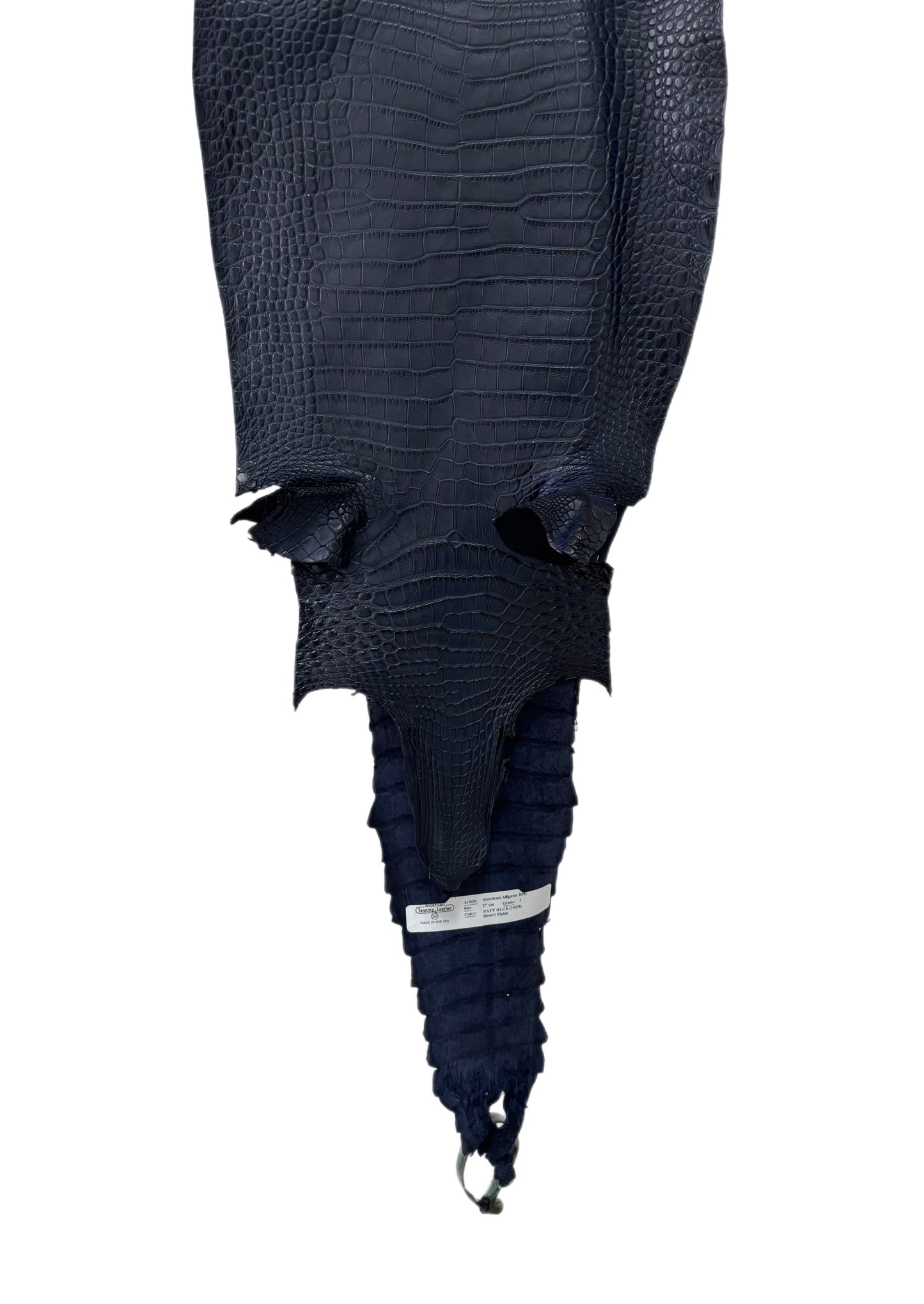 27 cm Grade 1 Navy Blue Matte Farm-Raised American Alligator Leather - Tag: FL22-0030127