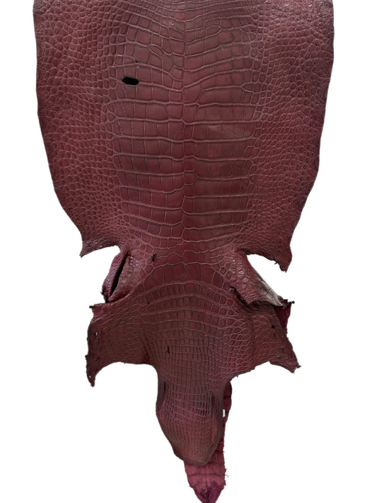 46 cm Grade 3/4 Bordeaux Matte Wild American Alligator Leather - Tag: LA24-0031231