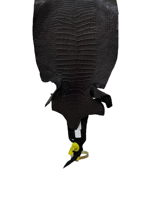 19 cm Grade 2/3 Black Matte Wild American Alligator Leather - Tag: LA13-0024150