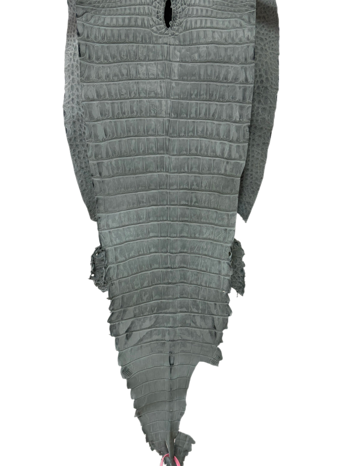 New Color and Finish! 32 cm Grade 1/2 Charcoal Grey Nubuck Farm-Raised American Alligator Leather - Tag: FL21-0024335