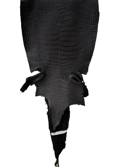 35 cm Grade 1 Black Matte Farm-Raised American Alligator Leather - Tag: LA25-0316474