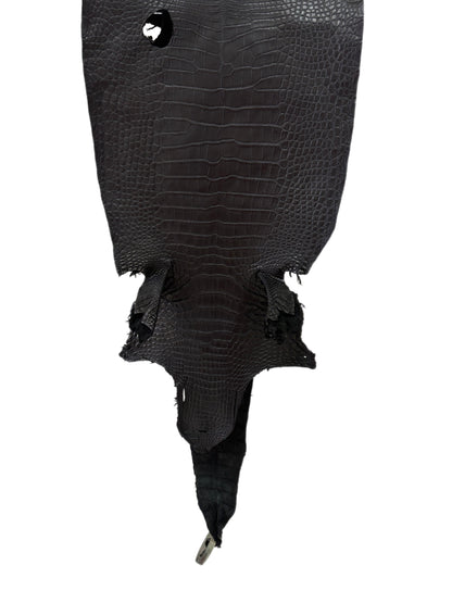 29 cm Grade 2/3 Black Matte Farm-Raised American Alligator Leather - Tag: LA23-0531082