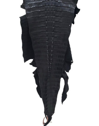 50 cm Grade 2/3 Black Matte American Alligator Hornback Leather - Tag: FL14-0030214