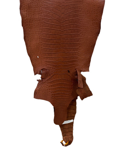 40 cm Grade 4/5 Rustic Cognac Matte Wild American Alligator Leather - Tag: LA22-0030155