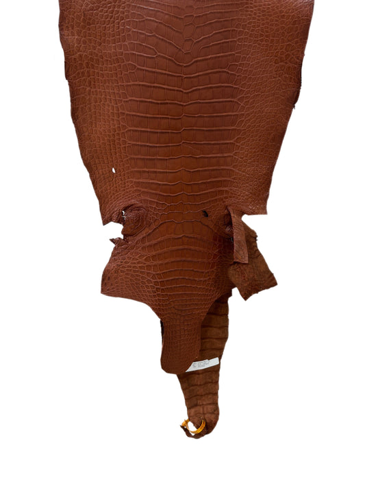 40 cm Grade 4/5 Rustic Cognac Matte Wild American Alligator Leather - Tag: LA22-0030155