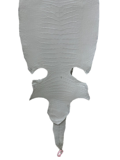 38 cm Grade 1/2 White Matte Wild American Alligator Leather - Tag: LA18-0013417