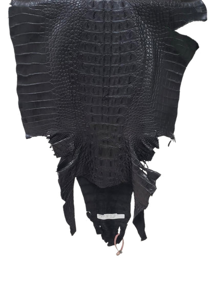 52 cm Grade 3/4 Black Matte American Alligator Hornback Leather - Tag: FL14-0007714