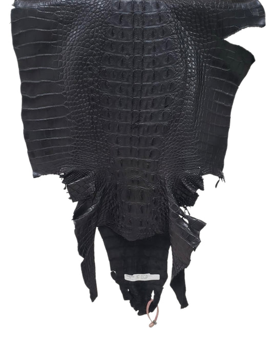 52 cm Grade 3/4 Black Matte American Alligator Hornback Leather - Tag: FL14-0007714