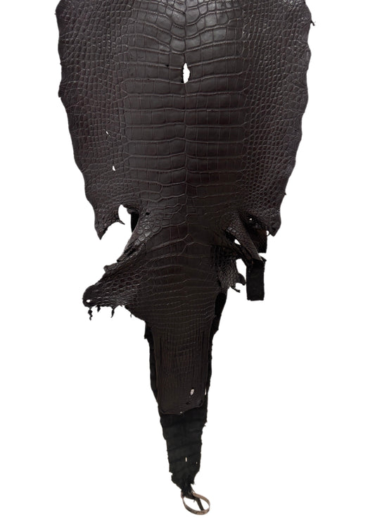39 cm Grade 4/5 Black Matte Wild American Alligator Leather - Tag: LA23-0003009