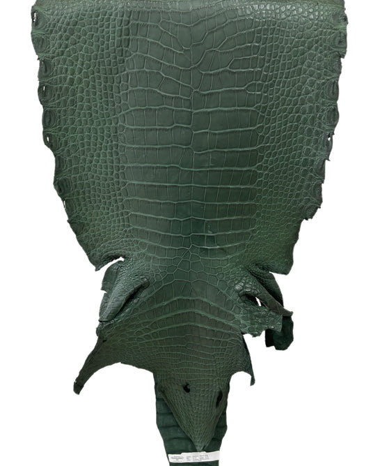 39 cm Grade 2/3 Forest Green Matte Wild American Alligator Leather - Tag: LA23-0002192