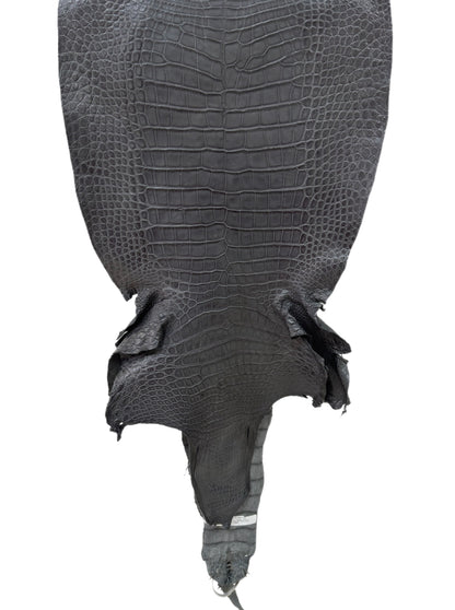 45 cm Grade 2/3 Serpentine Grey Matte Wild American Alligator Leather - Tag: LA23-0024054