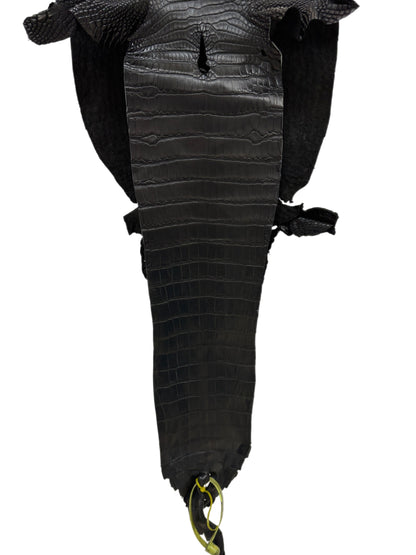 25 cm Grade 1/2 Black Matte Farm-Raised American Alligator Leather - Tag: LA16-0436904