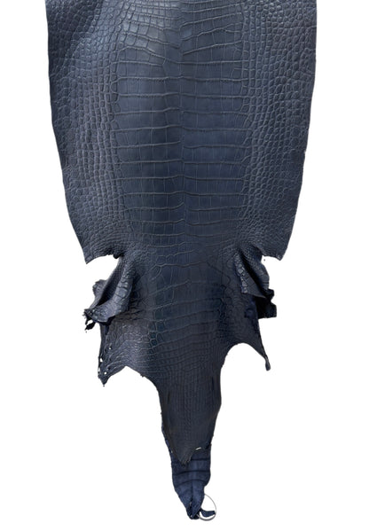 43 cm Grade 1/2 Navy Blue Matte Wild American Alligator Leather - Tag: FL24-0077515