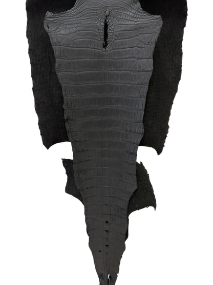 51 cm Grade 3/4 Black Matte Wild American Alligator Leather - Tag: LA22-0010486